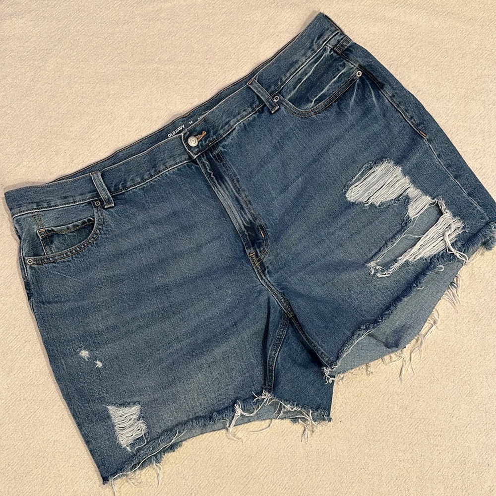 Old Navy Distressed Denim Cutoffs 24W